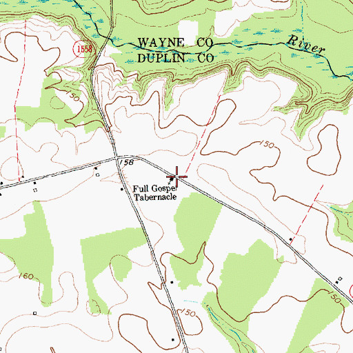 Topographic Map of Full Gospel Tabernacle, NC