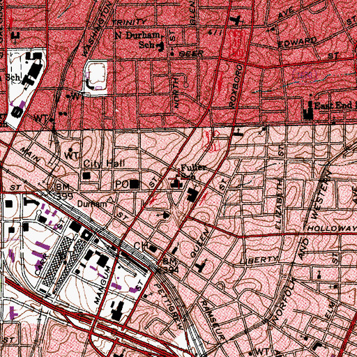Topographic Map of Fuller School, NC