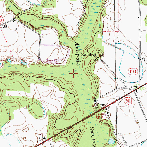 Topographic Map of Fullermore Swamp, NC