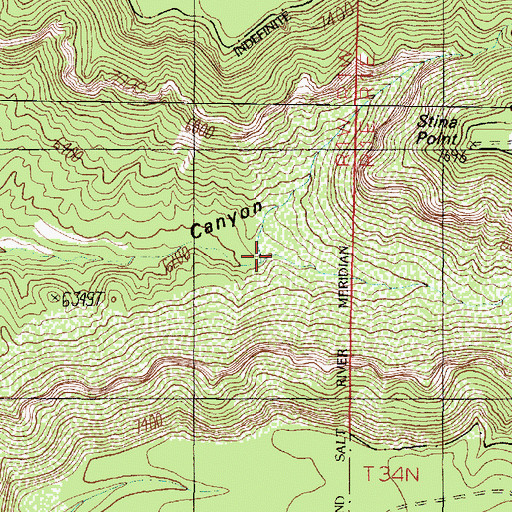 Topographic Map of Quaking Aspen Canyon, AZ