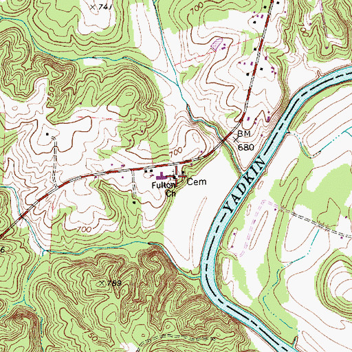 Topographic Map of Fulton Church, NC