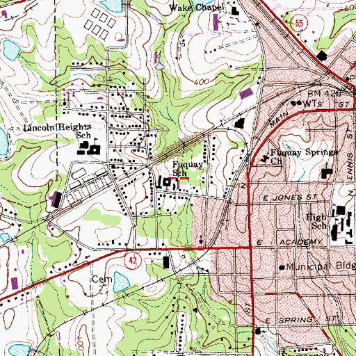 Topographic Map of Fuquay School, NC