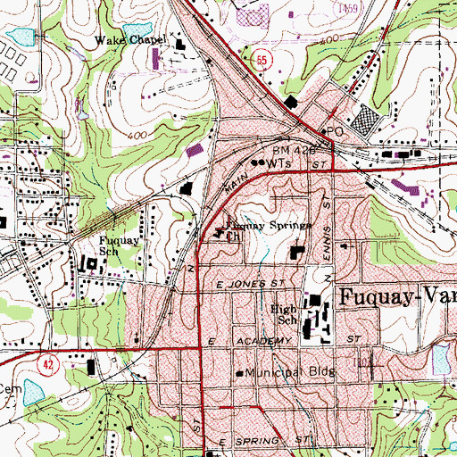 Topographic Map of Fuquay Springs Church, NC