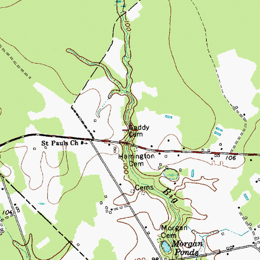 Topographic Map of Gaddy Cemetery, NC