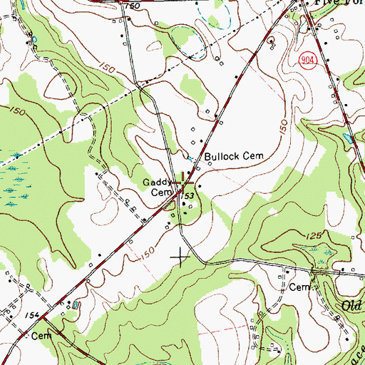 Topographic Map of Gaddy Cemetery, NC