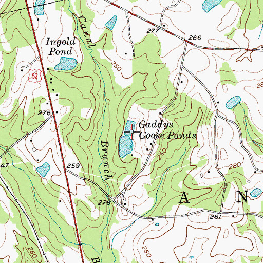Topographic Map of Gaddys Goose Ponds, NC