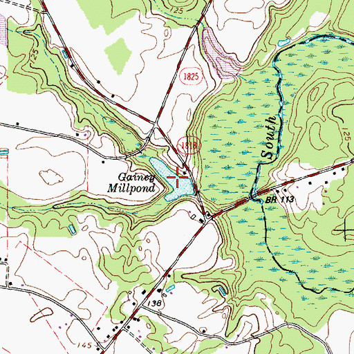 Topographic Map of Gainey Millpond, NC