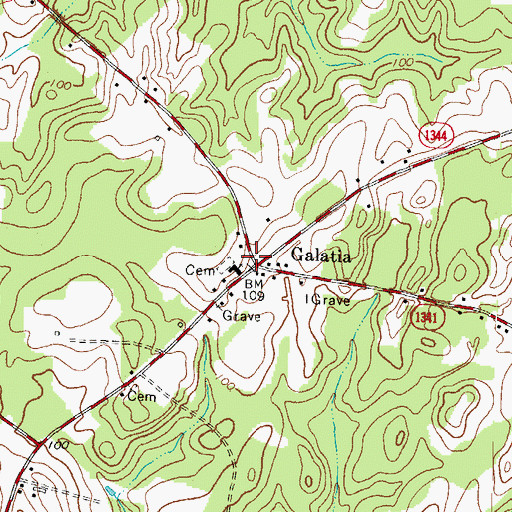 Topographic Map of Galatia, NC