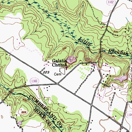 Topographic Map of Galatia Church, NC
