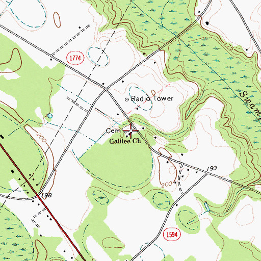 Topographic Map of Galilee Church, NC