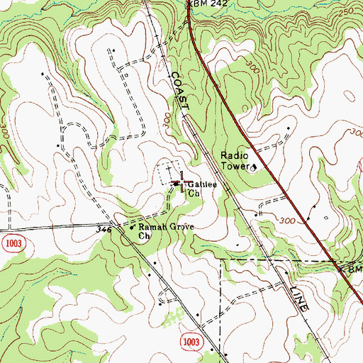 Topographic Map of Galilee Church, NC