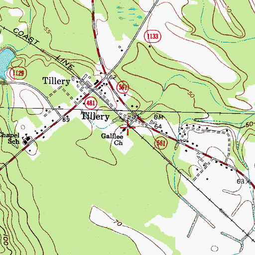 Topographic Map of Galilee Church, NC