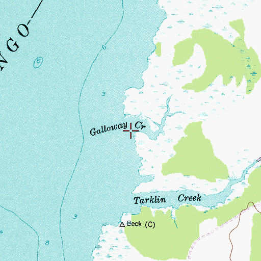 Topographic Map of Galloway Creek, NC