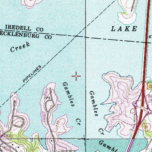 Topographic Map of Gambles Creek, NC