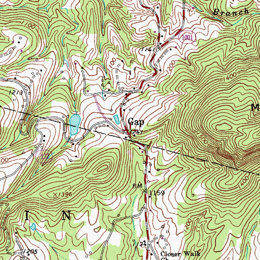 Topographic Map of Gap, NC