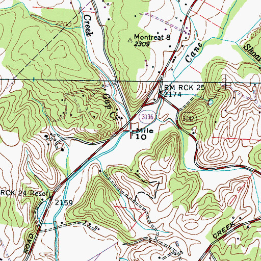 Topographic Map of Gap Creek, NC