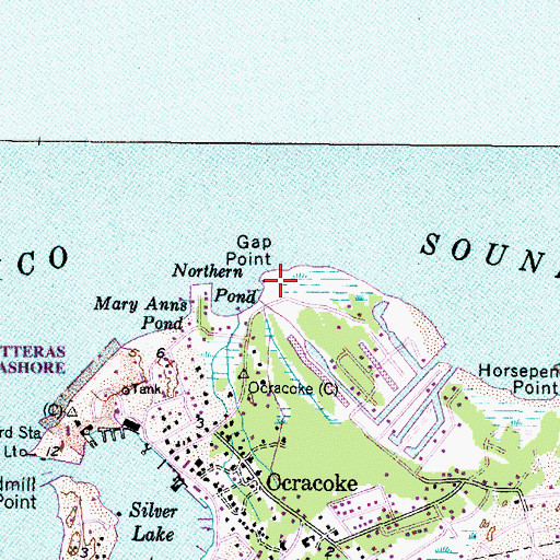 Topographic Map of Gap Point, NC