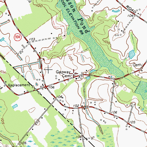 Topographic Map of Gapway Cemetery, NC