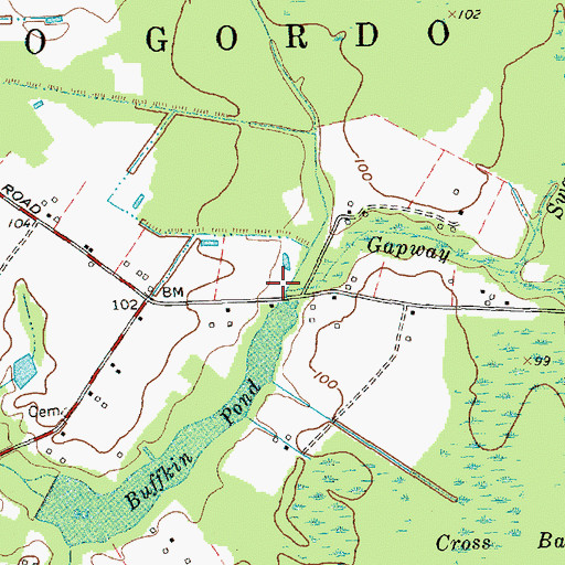 Topographic Map of Gapway Swamp, NC