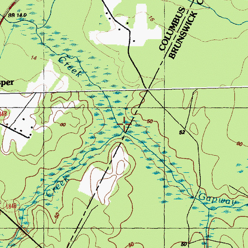 Topographic Map of Gapway Swamp, NC