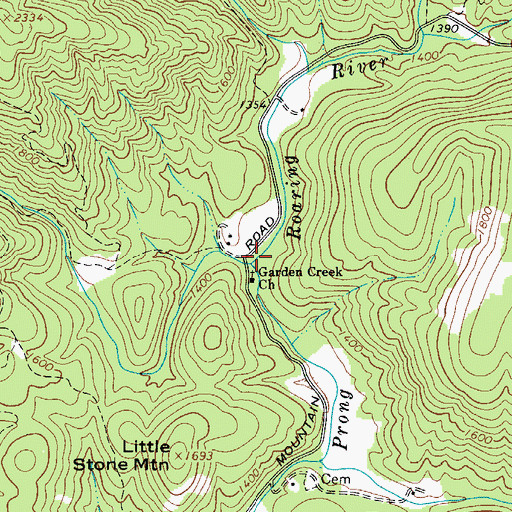 Topographic Map of Garden Creek, NC
