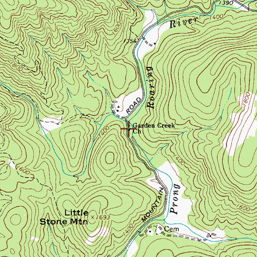 Topographic Map of Garden Creek Baptist Church, NC