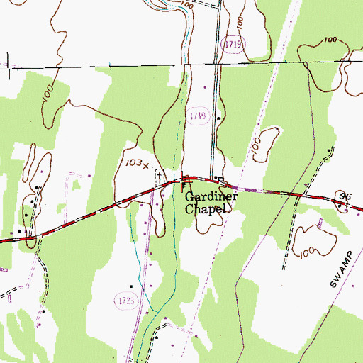 Topographic Map of Gardiner Chapel, NC