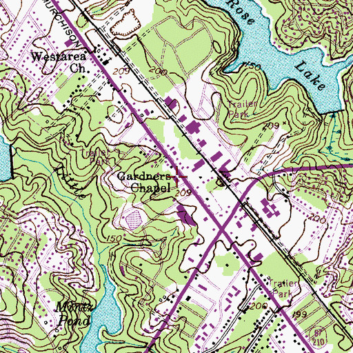 Topographic Map of Gardners Chapel, NC
