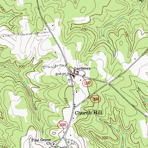 Topographic Map of Gardners Church, NC