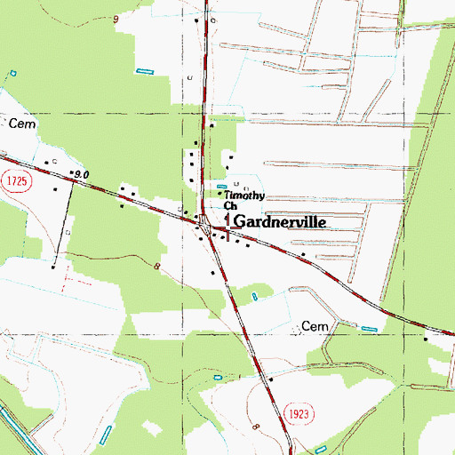 Topographic Map of Gardnerville, NC