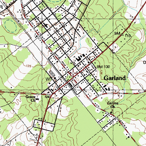 Topographic Map of Garland, NC