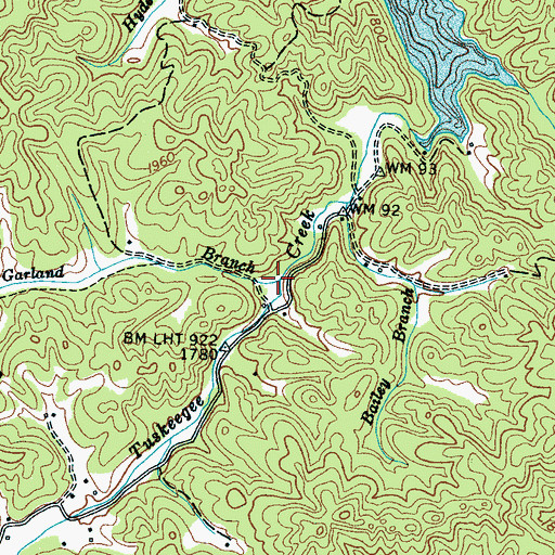 Topographic Map of Garland Branch, NC