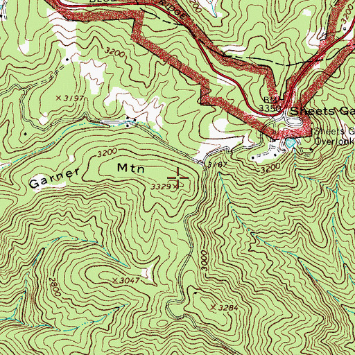 Topographic Map of Garner Mountain, NC