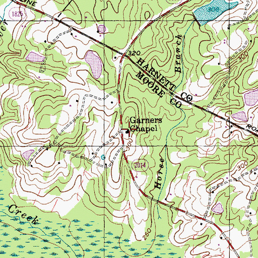 Topographic Map of Garners Chapel, NC
