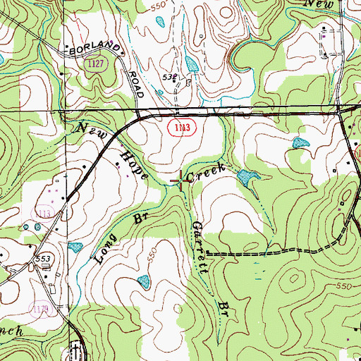 Topographic Map of Garrett Branch, NC