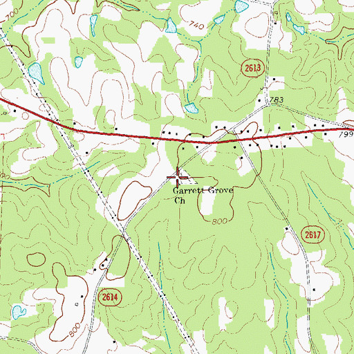 Topographic Map of Garrett Grove Church, NC