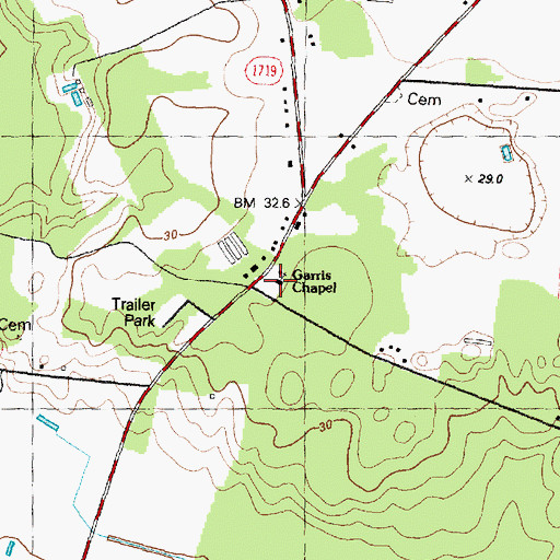 Topographic Map of Garris Chapel, NC