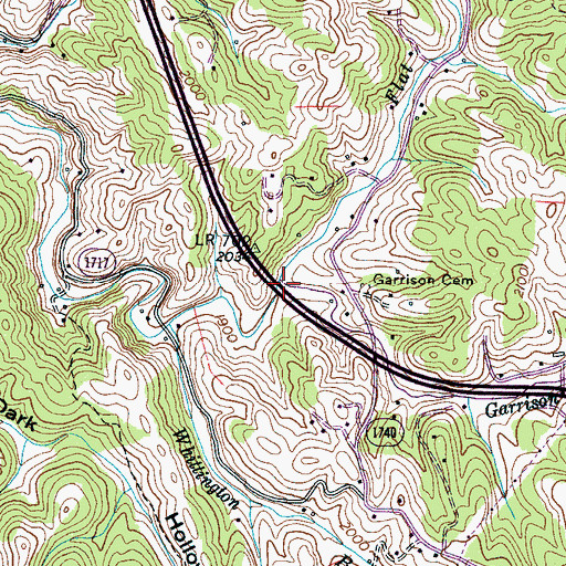Topographic Map of Garrison Branch, NC