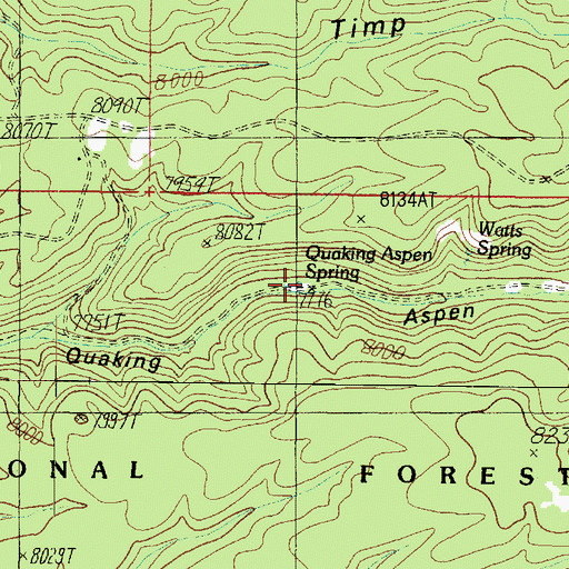 Topographic Map of Quaking Aspen Spring, AZ