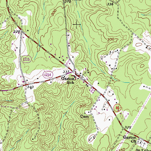 Topographic Map of Gaston School, NC