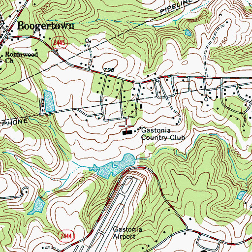 Topographic Map of Gastonia Country Club, NC