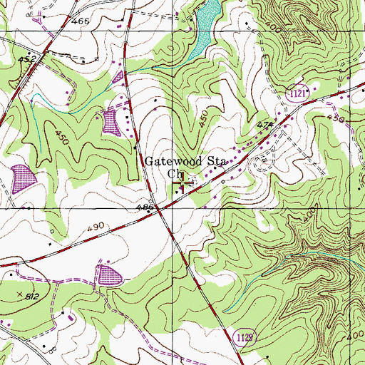 Topographic Map of Gatewood Station Church, NC