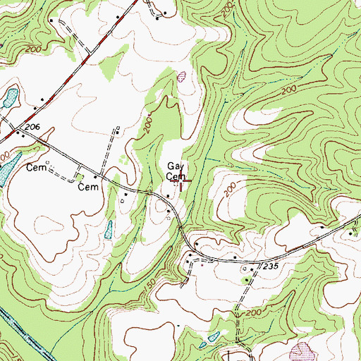 Topographic Map of Gay Cemetery, NC
