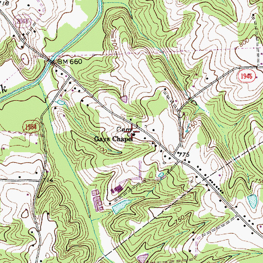 Topographic Map of Gays Chapel, NC