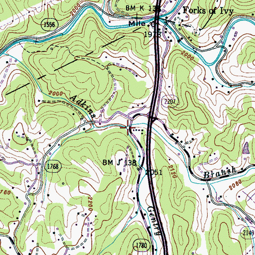 Topographic Map of Gentry Branch, NC