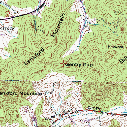 Topographic Map of Gentry Gap, NC
