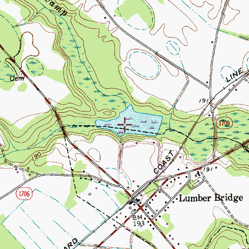 Topographic Map of Georges Marsh, NC