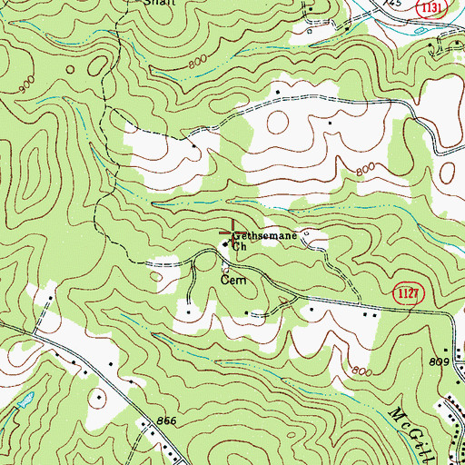 Topographic Map of Gethsemane Church, NC