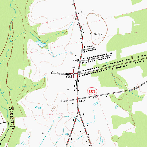Topographic Map of Gethsemane Church, NC