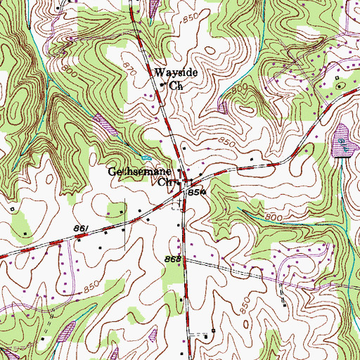 Topographic Map of Gethsemane Church, NC